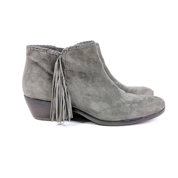 gray fringe booties